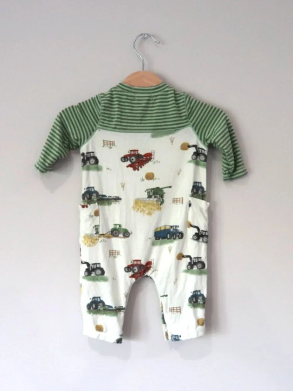 Angel Dear Farm Machine Romper 0-3m Hay Bales on the farm baby romper